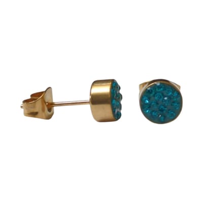 Rvs sieraden - Oorbellen - 6mm - Zeegroene kristallen - Goudkleurig