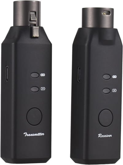 Draadloze Microfoon Systeem - XLR Zender Ontvanger - Live Optredens Opnemen - 24bit 48KHz Audio - 30-50m Bereik - Zwart