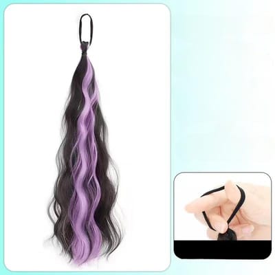 Perruque synthétique de 50 cm à tête sphérique auto-enroulante, paquet de cheveux pour femme, mèche DIY, chignon pour augmenter le volume des cheveux, chignon bouton violet