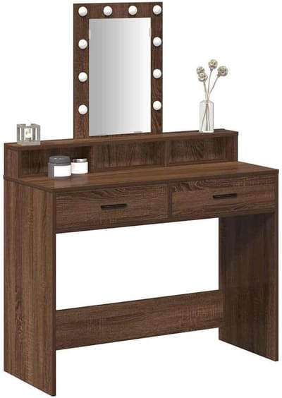 Plafondtafel met lade - Kaptafel met spiegel - Make-up en verzorging - Geïntegreerde LED-verlichting