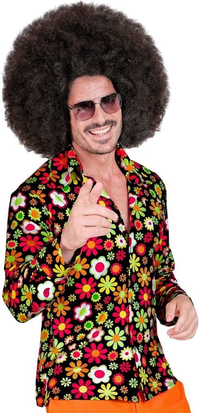 Jaren 70 shirt flowers heren