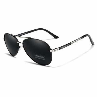 KingSeven - New Design Aviation Black - Aluminium piloten zonnebril met gepolariseerde UV400 glazen - Z94