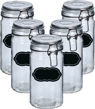 Weckpot/inmaakpot - 10x - 750 ml - glas - met beugelsluiting - incl. etiketten