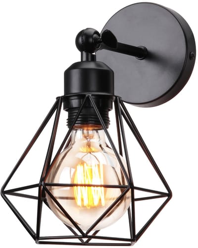 Wandlamp Industrieel Verstelbaar Vintage Wandverlichting voor Woonkamer Slaapkamer Gang Zwart