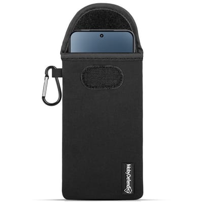 MobyDefend Hoesje - Geschikt voor Xiaomi 15 - Neopreen Pouch Met Karabijnhaak - Insteek - Riemlus - Zwart