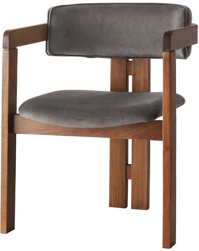 Asir - Stoel - Walnoot, Antraciet - 100% HOUT, FLUWEELSTOF / MULTIPLEX - 58 x 76 x 49 cm