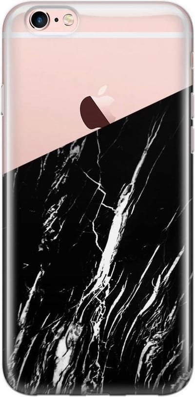 Casimoda® hoesje - Geschikt voor iPhone 6/6s - Marmer Zwart Schuin - telefoonhoesje - Backcover - Transparant - Multi