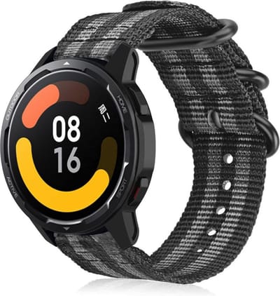 Strap-it Nylon gesp bandje - geschikt voor Xiaomi Watch S1 (Active/Pro) / Watch 2 Pro / Watch S3 / Mi Watch / Amazfit Balance / Bip 5 - zwart/grijs