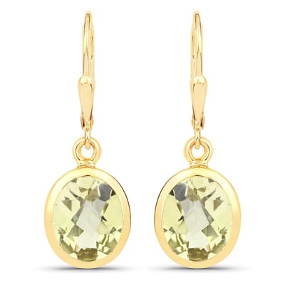 Vira Jewels Ohrhänger 925-Sterling Silber vergoldet Glänzend Lemon Quarz grün