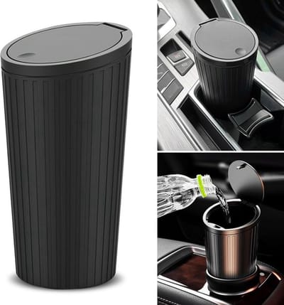 Auto-afvalbak met deksel, afvalbak voor in de auto, mini-afvalbakken voor in de auto, bekerhouder voor in de auto, universele lekvrije vuilniszakken voor in de auto, kantoor, keuken- Afvalbak - Vuilnisbak - Bekerhouder - Opberger