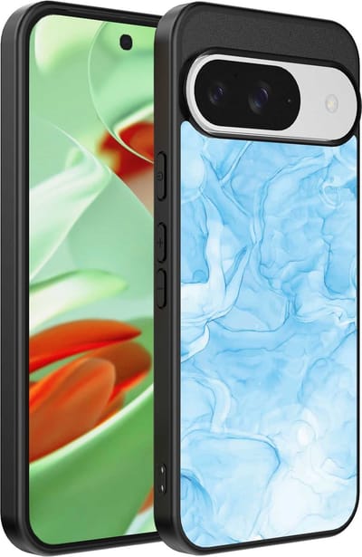 Geschikt voor Google Pixel 9 Pro Telefoonhoesje met marmer opdruk - TPU backcover case marble design - Lichtblauw - Smartphonica geschikt voor Google Pixel 9 Pro