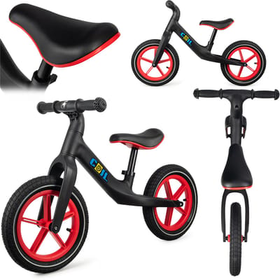 COIL Loopfiets voor kinderen van 2-5 jaar | Lichtgewicht frame | Verstelbaar zadel | 12 inch wielen | Zwart