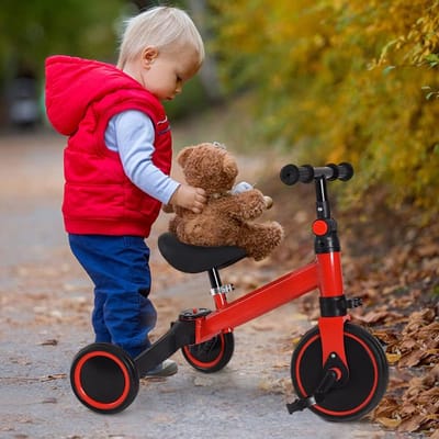Kindertricycle 3-in-1 - Loopfiets Kinderen - Leren Fietsen - Lichtgewicht en Duurzaam - 12-36 Maanden - Rood