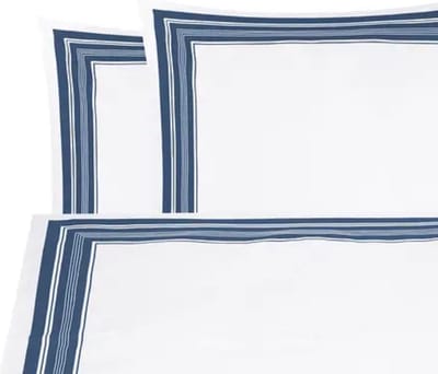 Luxe 2dlg dekbedovertrekset donker blauw wit gestreept 155x200 biokatoen