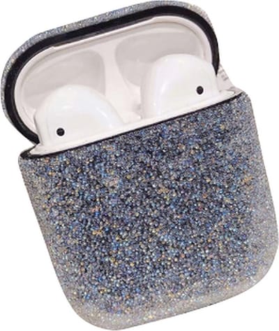 Airpods Apple Cover Case - Glitters- Beschermhoes - Geschikt Voor Airpods 1 / 2 - Zwart