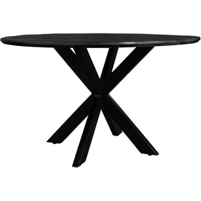 Eettafel Icon ø130 cm - Zwart Mangohout - Industrieel - Rond - 4 tot 5 personen - Keukentafel