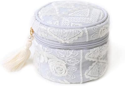 Sieraden Opbergdoos - Mini Koffer - Reizen Opslag - Borduurwerk Kant - Grote Capaciteit - Blauw