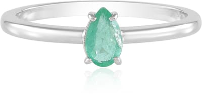 Cavill - Colombiaanse Smaragd Ring 0,258 ct - 925 Sterling Zilver met Platina Coating - Peervormig Geslepen - Elegant Luxe Damesring