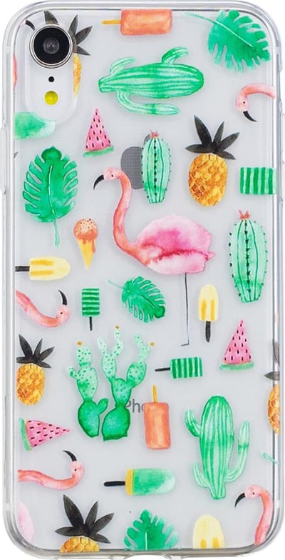 Peachy Cactus en Flamingo TPU hoesje geschikt voor iPhone XR cover