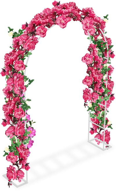 Rozenboog Metaal – Tuinboog met Rankhulp – Voor Rozen & Klimplanten – 192 x 38 x 240 cm - Wit