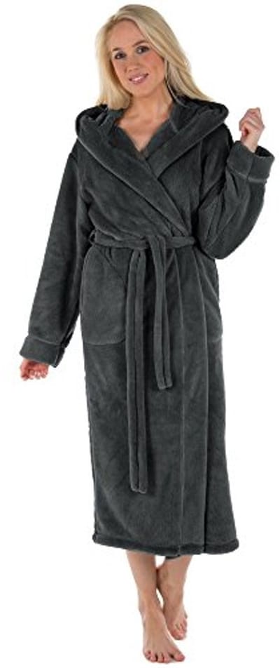 Badjas voor Dames met Capuchon en Zakken, Korte of Lange Stijl in Sherpa Fleece