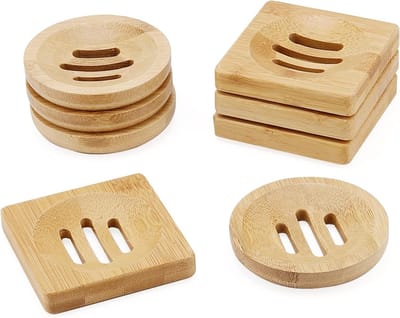 8-Pack Bamboe Zeepbakjes, Natuurlijke Houten Zeepdispenser voor Badkamer, Keuken en Toilet, Ideaal voor Organisatie en Opslag