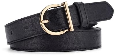 WiseGoods Premium Damesriem Leer 105CM - Verstelbare Retro Ceintuur Met Gouden Gesp - Voor Jeans / Jurk & Broek - Riem Zwart