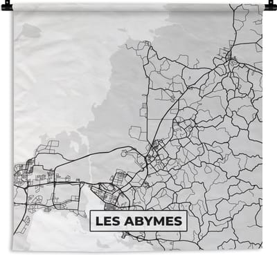 Wandkleed - Wanddoek - Les Abymes - Plattegrond - Frankrijk - Kaart - Stadskaart - 180x180 cm - Wandtapijt