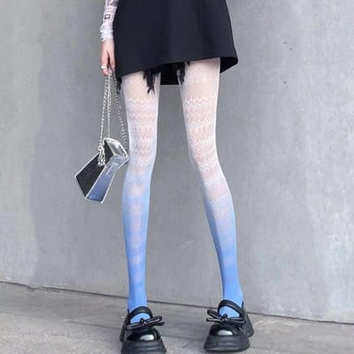 Collants Colorés Dégradés pour Femmes Style Anime Mode Réseau Sexy Harajuku Bas en Nylon Colorés Kawaii Collants One Size