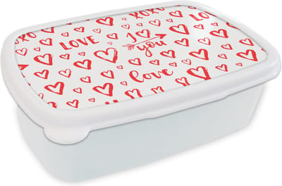 Broodtrommel Wit - Lunchbox - Brooddoos - Love - Liefde - Liefdes cadeau - 18x12x6 cm - Volwassenen
