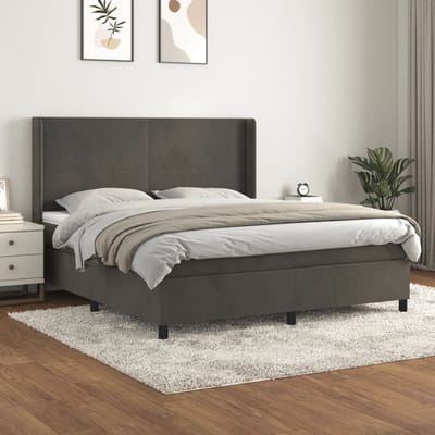 vidaXL - Boxspring - met - matras - fluweel - donkergrijs - 180x200 - cm