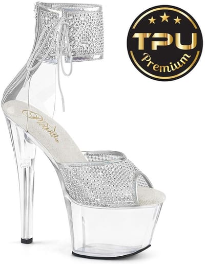 Pleaser - SKY324PREMRSNT Sandaal met enkelband - US 6 - 36 Shoes - Zilverkleurig