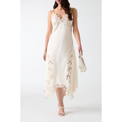 GUESS Brooke Embro Midi Dr Sandy Shore Größe: 38 | Midikleider Outlet | Damen | Braun