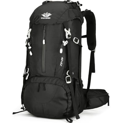 50L wandelrugzak Waterdichte kampeerrugzak met regenhoes Reisdagtas met schoen wit/zwart