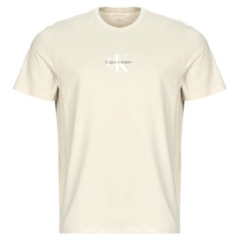 Calvin Klein Ss 30s Micro Monogram Tee Oatmeal Größe: S | Basic T-Shirts Outlet | Herren