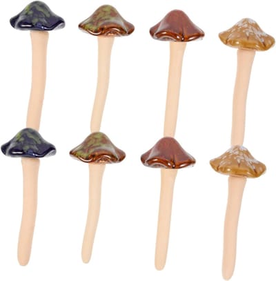 Keramische paddenstoelen - Tuindecoratie set - Tuin versieren - Fijne afwerking - 8 stuks - Gekleurd