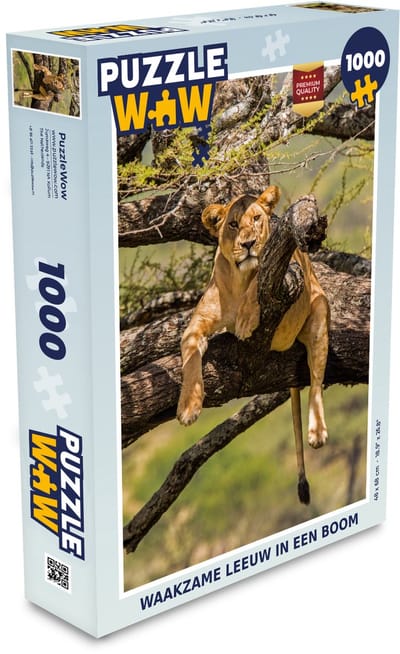 Puzzel Leeuw - Boom - Bruin - Legpuzzel - Puzzel 1000 stukjes volwassenen