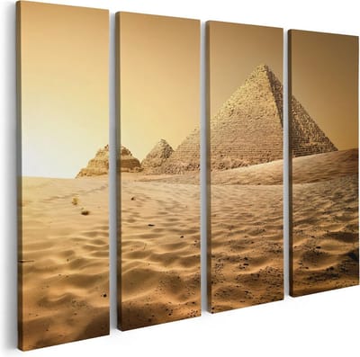 Artaza Canvas Schilderij Vierluik Egyptische Piramides - Egypte - 80x60 - Foto Op Canvas - Canvas Print