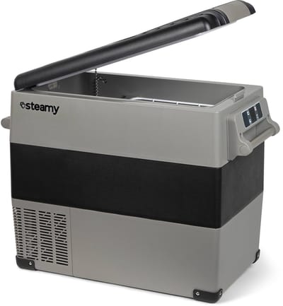 Steamy-E Dual Compartment Elektrische Compressor Koelbox - 49 liter - 12V en 230V - voor auto en camping - Grijs