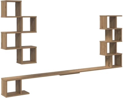 vidaXL - Wandgemonteerd - TV - Rek - Artisanaal - eiken - 180 - x - 15 - x - 94 - cm