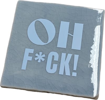 Hippe tegeltje met tekst: Oh Fuck | Serenity met pastel blauw | Gepersonaliseerde cadeau | Hippe Spreuktegel | Nieuwe woning cadeau | Housewarming cadeau