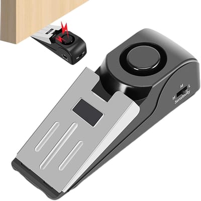 Deurstop Alarm - Beveiligingsapparaat Wedge - Extra Beveiliging - 120dB Sirene - 14x45x38cm - Zwart
