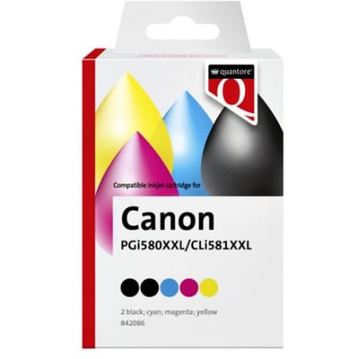 Inktcartridge Quantore alternatief tbv Canon PGI-580XXL CLI-581XXL 2x zwart + 3 kleuren