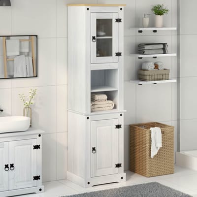 vidaXL - Badkamerkast - Wit - 50 - x - 40 - x - 185 - cm - Massief - grenenhout