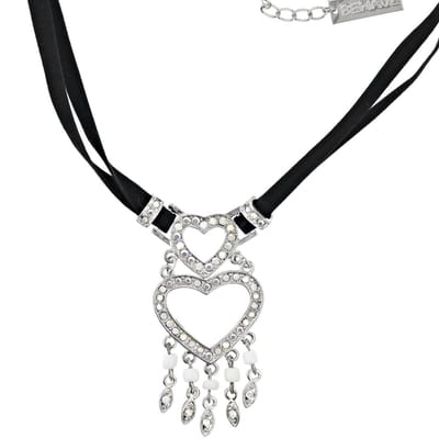 Behave - Zwarte choker ketting - Glamoureus accent met hartdetails