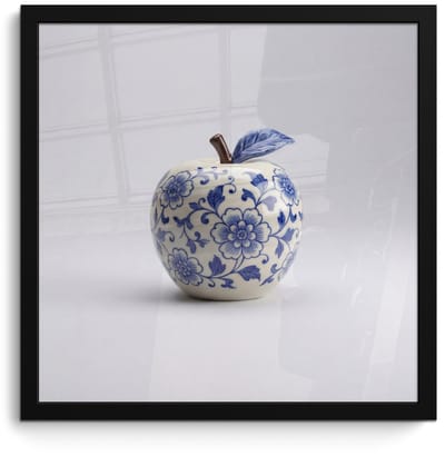 Poster in lijst - Fotolijst 40x40 cm - Posters - Appel - Blauw - Klassiek - Posterlijst zwart - Decoratie - Wanddecoratie woonkamer - Muurdecoratie slaapkamer