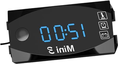 Digitale Tijdklok Thermometer - Spanning Meter - Voertuig Controle - 3-in-1 Functie - DC 6-30V - Zwart