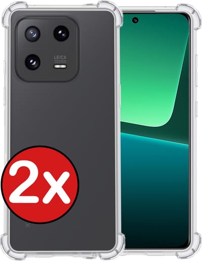 Hoesje - 2 Stuks - Geschikt voor Xiaomi 13 - Sterk & Shockproof - Back Cover - Siliconen Case - Telefoon Hoes Shock Proof - Telefoonhoes - Transparant