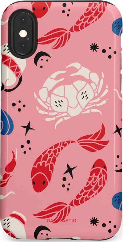 Casetastic hoesje geschikt voor Apple iPhone X / Apple iPhone XS - Dubbellaagse bescherming - Zodiac in kleur - Fashion Case - Lichtroze Koraal Perzik