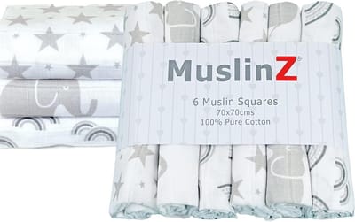 Grote Mousseline Hydrofiele Doeken 70x70 cm - 6 Stuks Puur Katoen en Absorberend